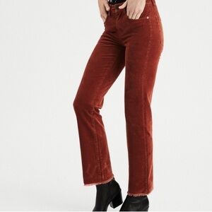 American Eagle Hi Rise Crop Flare Corduroy Pants Size 8